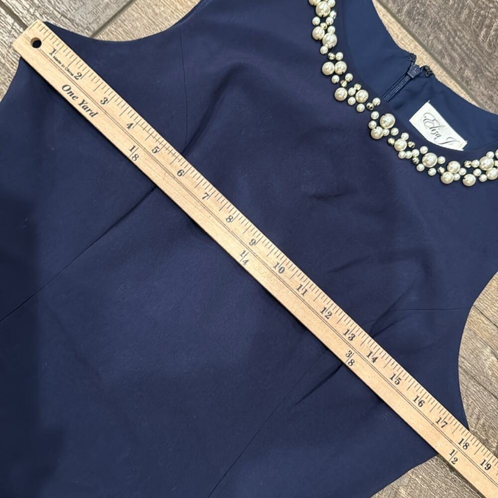 Eliza J Women's Pearl Neckline Sleeveless Shift Dress Dark Navy Size 10 - Picture 7 of 10